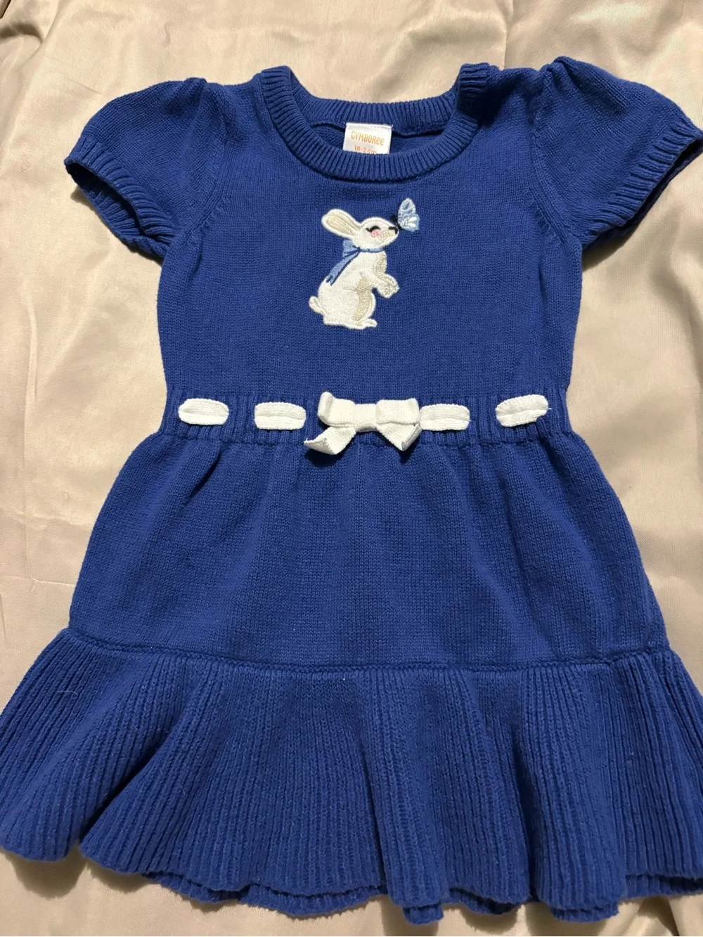 Gymboree Royal Blue Knit Dress with Bunny Appliqué
